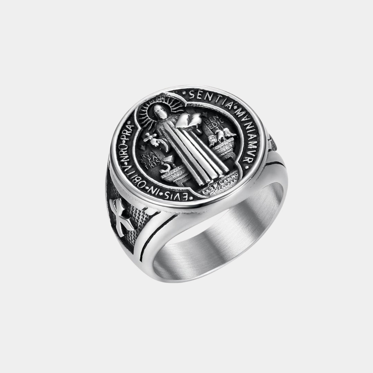 Bague Saint Benoît – Acier Inoxydable - Bijoux Croix
