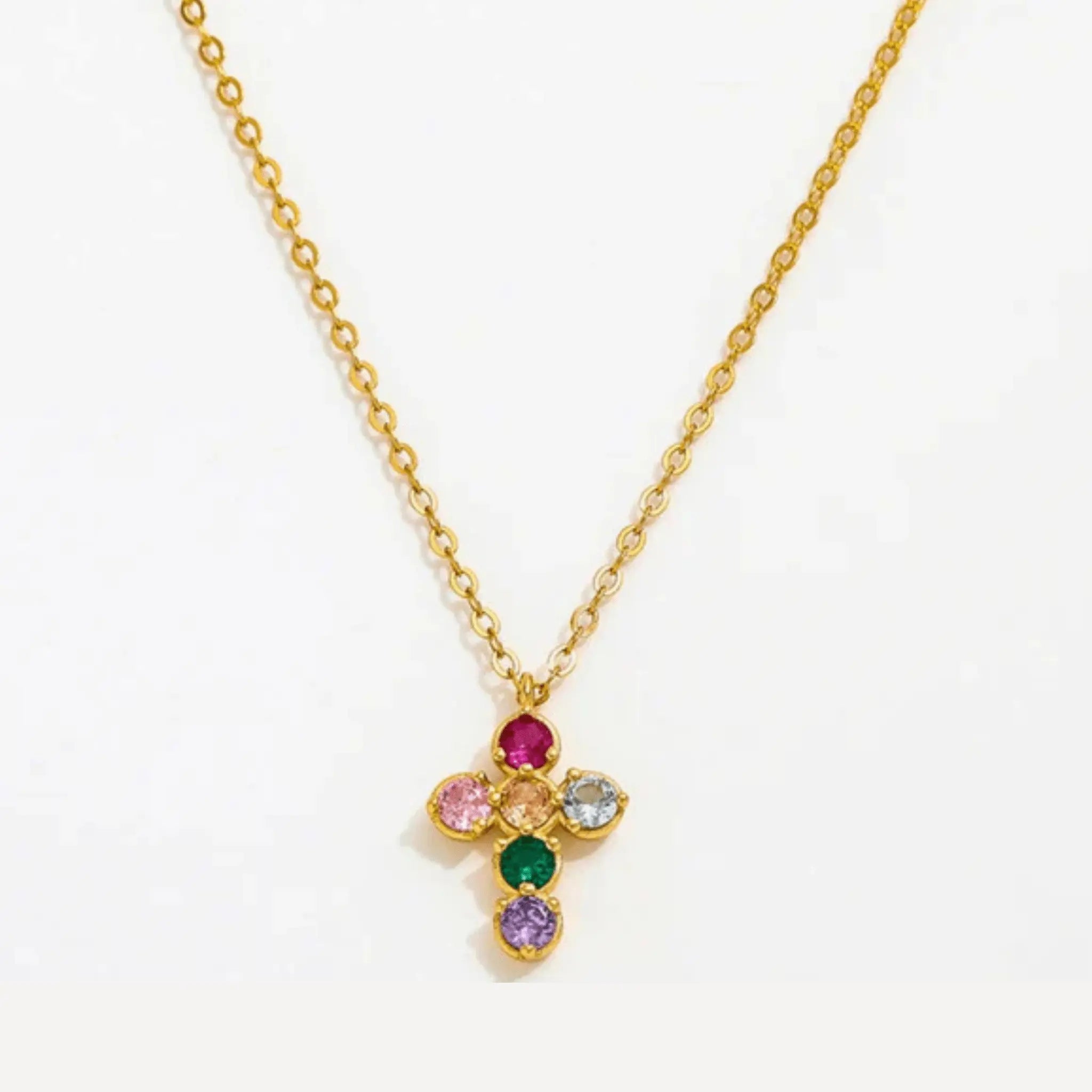 Collier Pendentif Pierre Multicolore Plaqué Argent Sterling - Longueur 16 Pouces - Occasion
