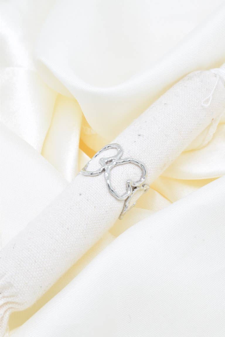 Bague cœur réglable en acier inoxydable - BG310192 - Bijoux Croix 
