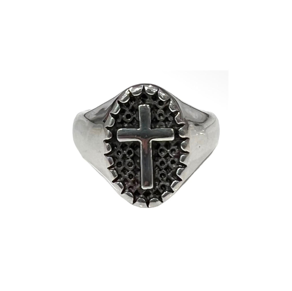 Chevalière Croix Homme - Acier