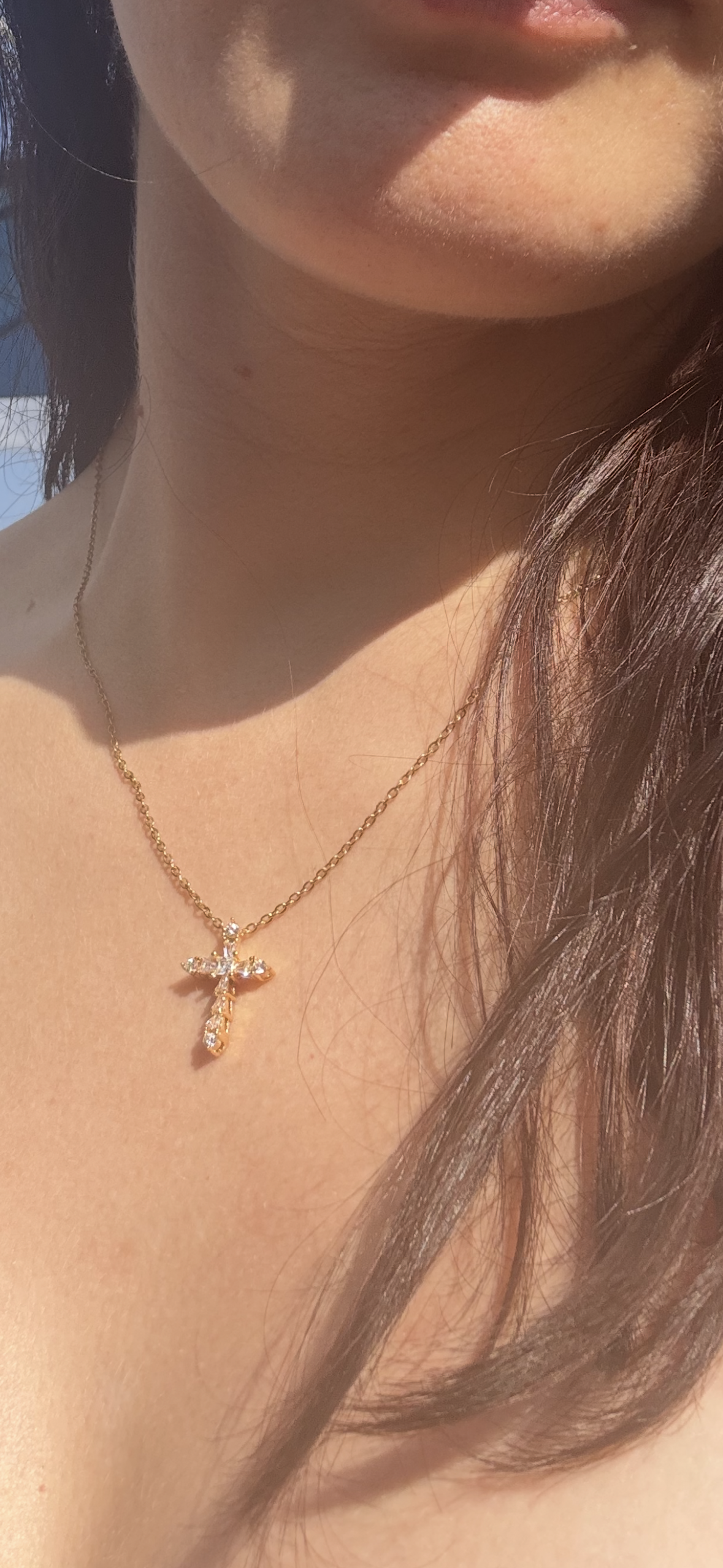 Collier croix Moriah - Acier Plaqué or 14K