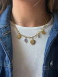 Collier breloques Esmée – Sacré Cœur & Améthyste - Bijoux Croix 