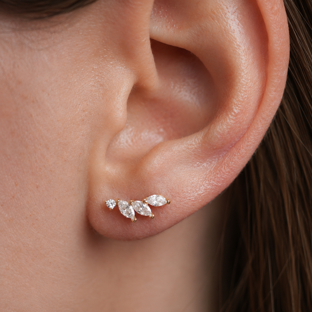 Boucles d’oreilles Rameau d’Olivier – Acier
