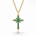 Collier croix vert émeraude