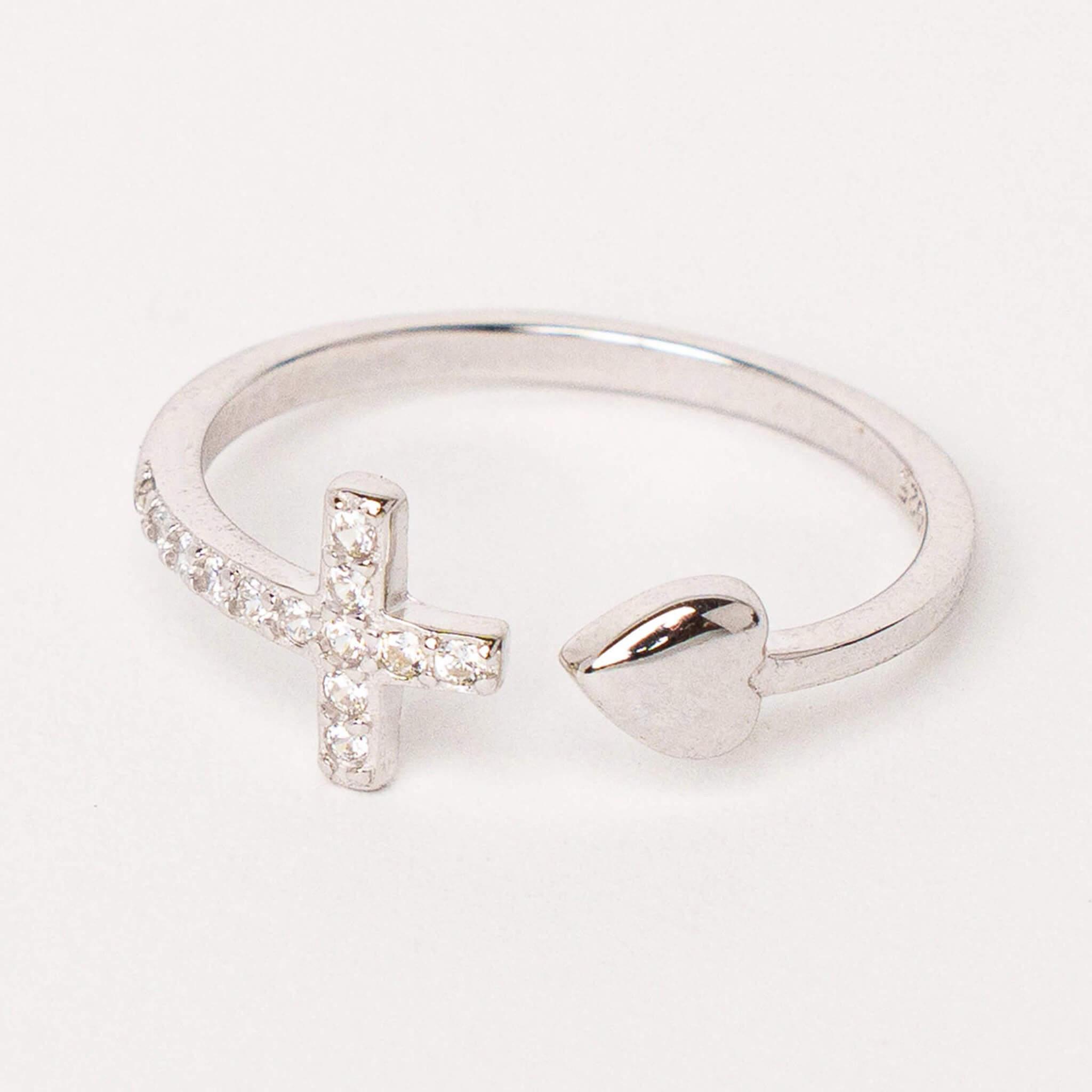 Bague Nathalie Argent 925 – Croix & Cœur - Bijoux Croix