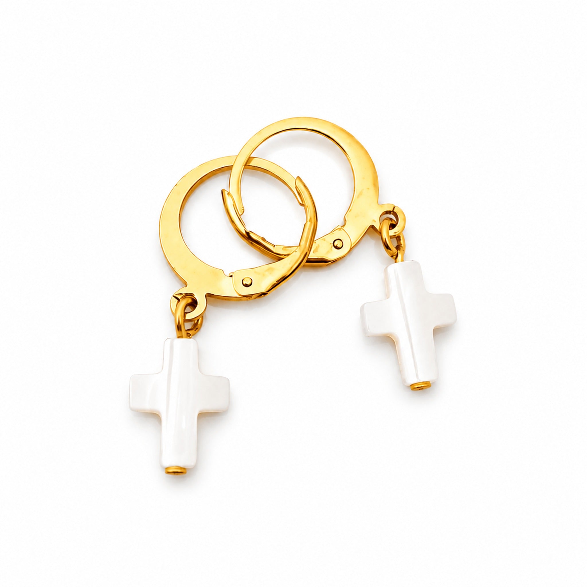 Boucles d'oreilles Croix Nacre