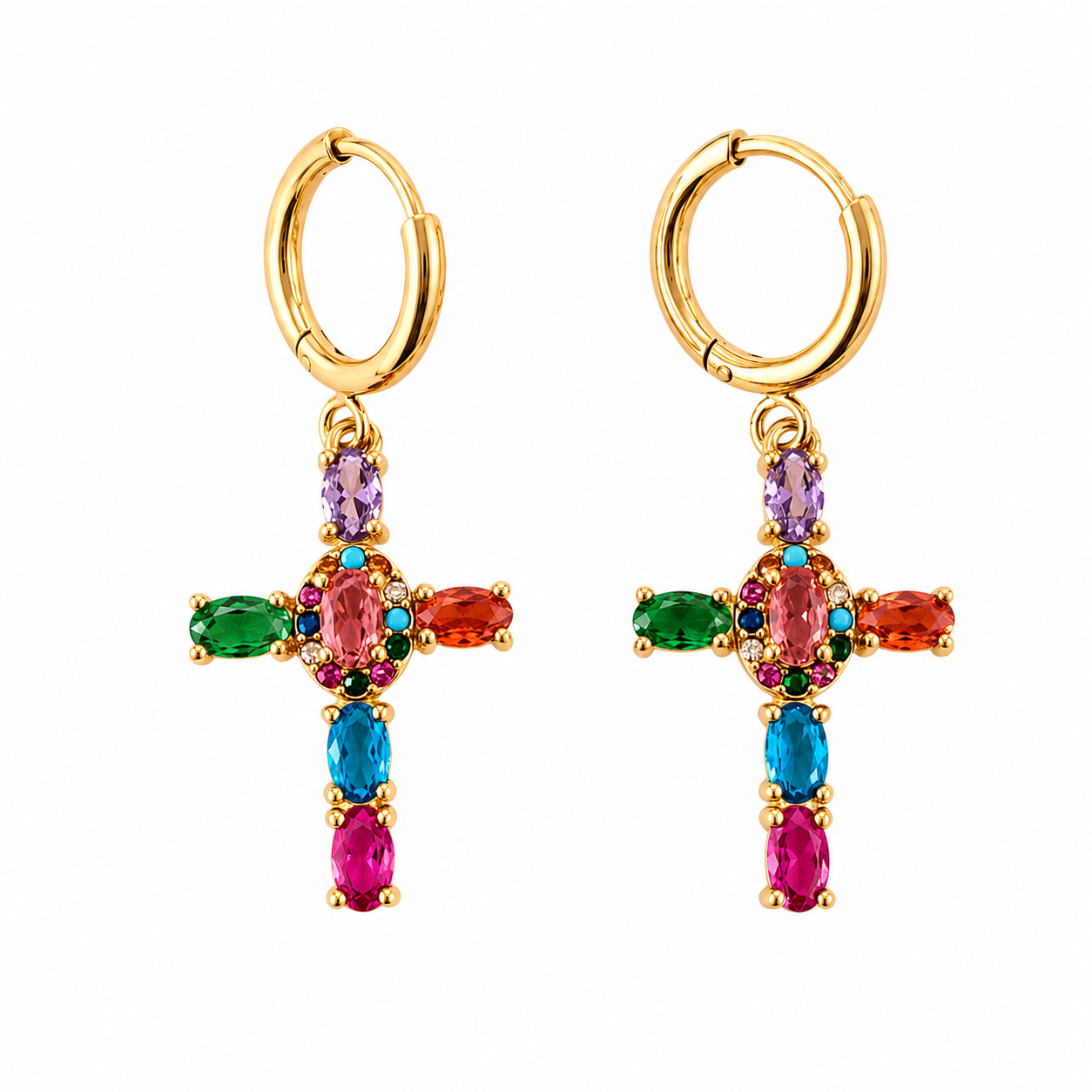 Boucles d’oreilles Croix Arc-en-Ciel