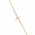 Bracelet Croix Horizontale – Argent Plaqué Or & Perles d’Eau Douce - Bijoux Croix 