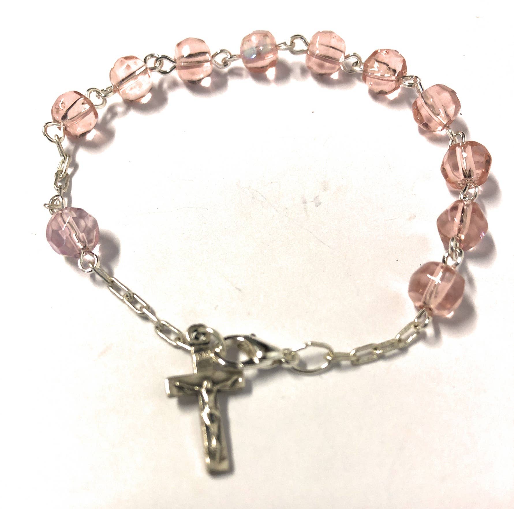 Bracelet Decade type cristal rose mm. 6 - Bijoux Croix 
