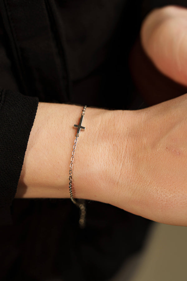 Bracelet Epuré Ezra en Acier Inoxydable - Finition Argent - Vue secondaire
