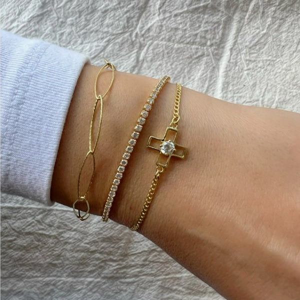 Bracelet Élisabeth – Chaîne minimaliste en Argent 925 Plaqué Or 24 carats - Vue secondaire