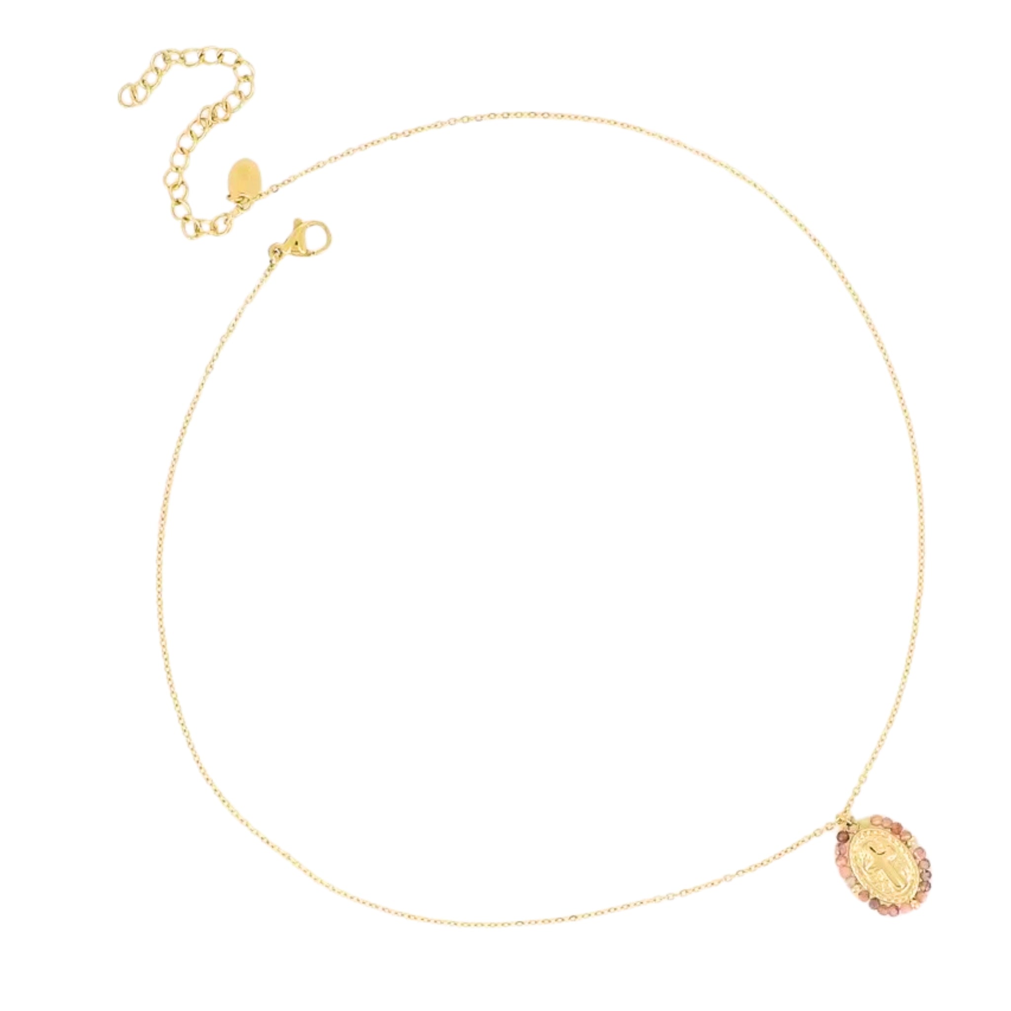 Collier Médaille Tourmaline - Acier inoxydable