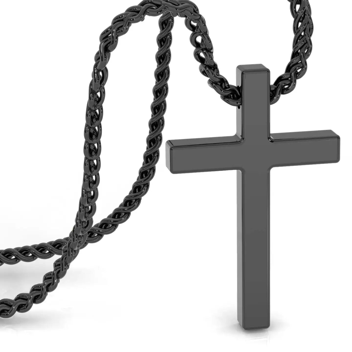 Collier croix homme noir

