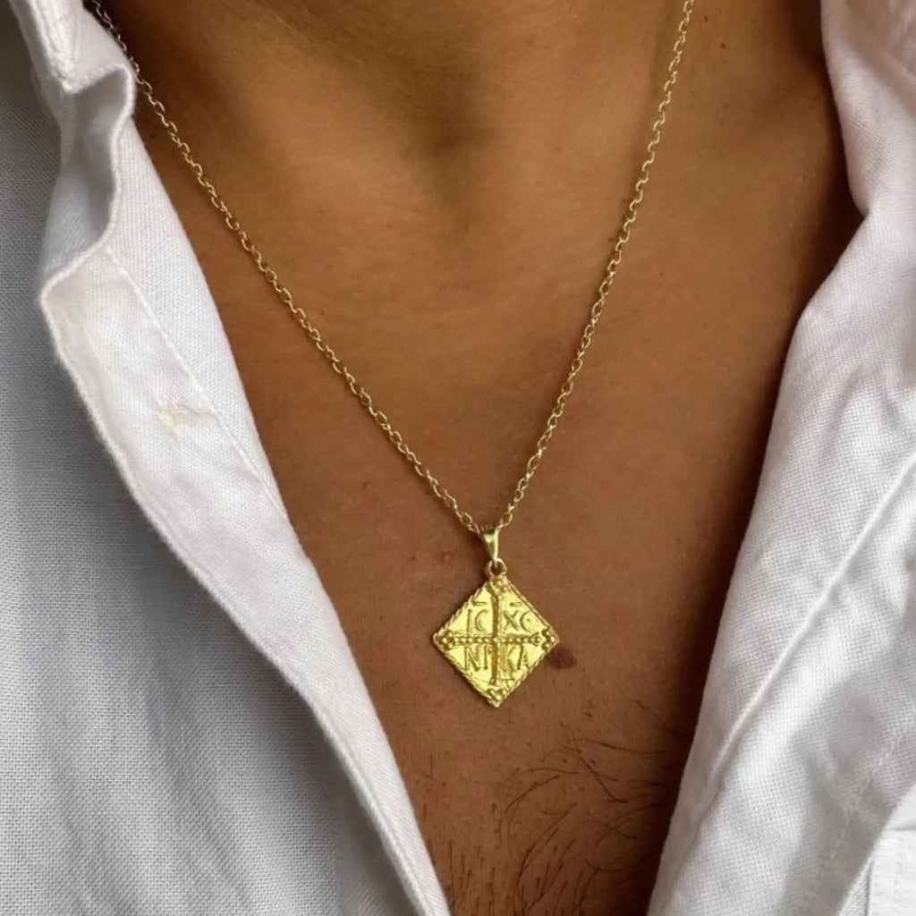 Collier Alexios – Konstantinato en losange plaqué or - homme