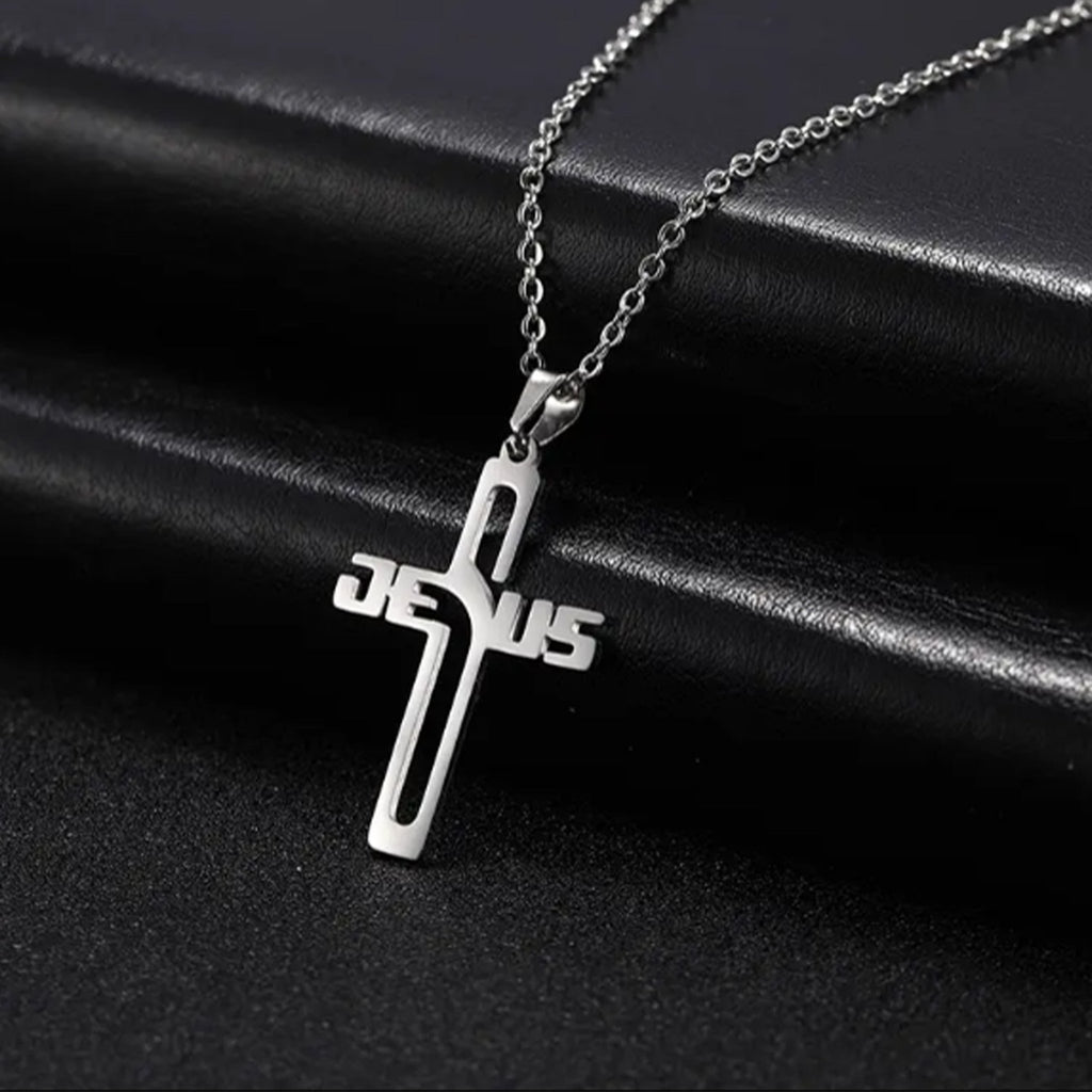 Collier Croix Jésus en Acier Inoxydable zoom