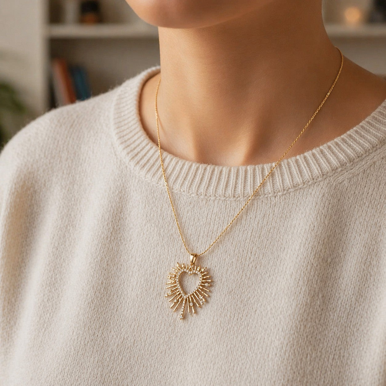 Collier rayonnant – acier inoxydable porté sur buste