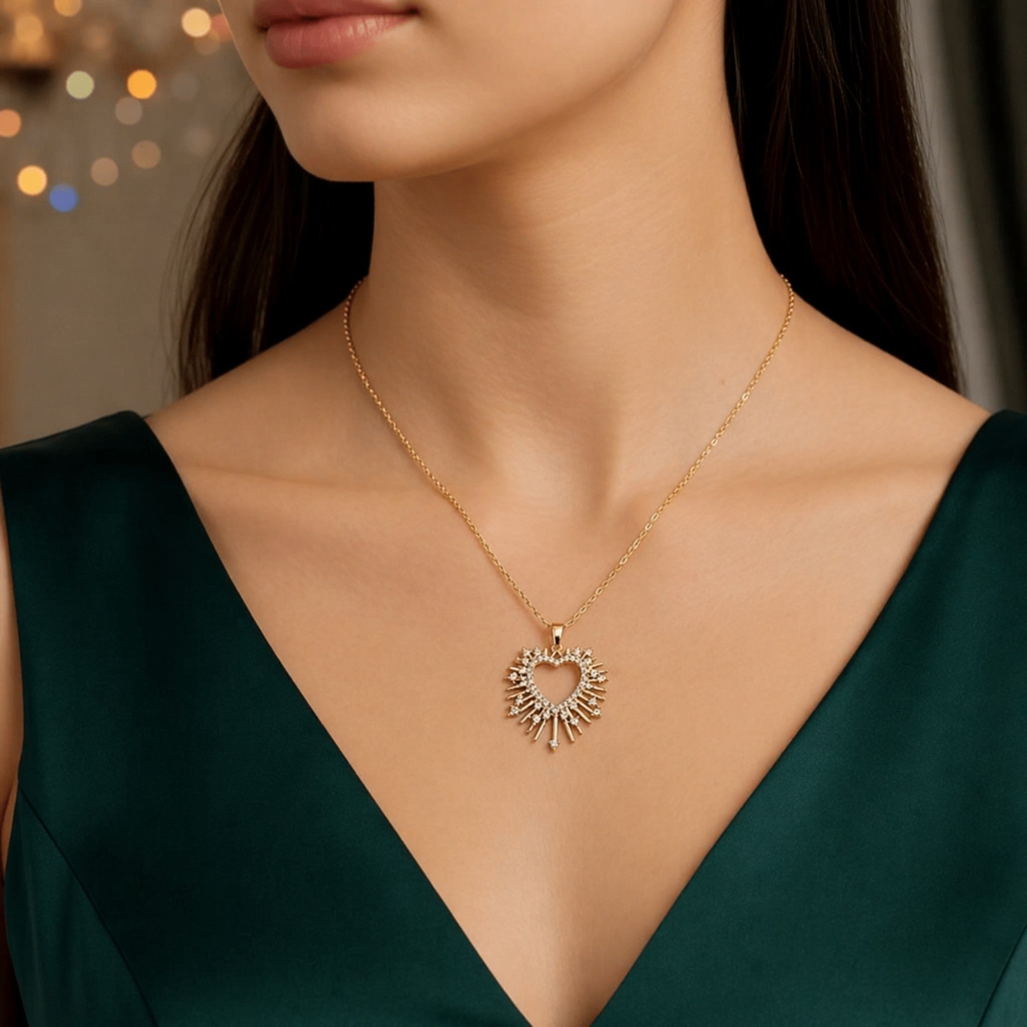 Collier rayonnant sur mannequin vue de face