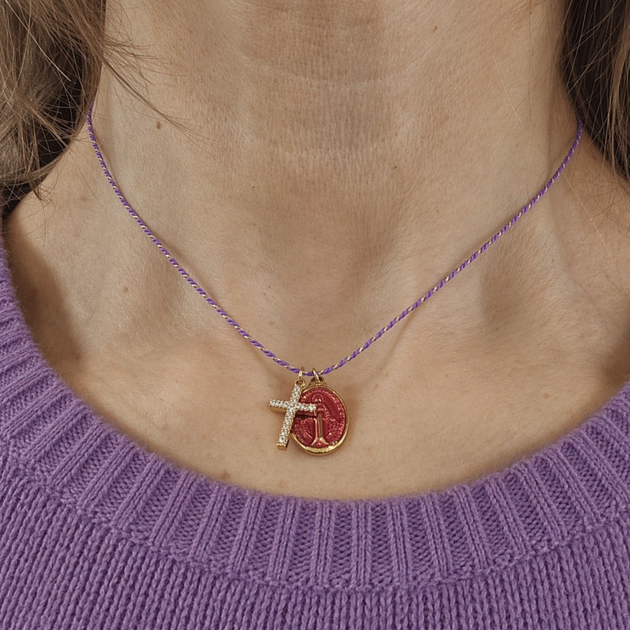 Collier Croix et Vierge Marie - Bijoux Croix 