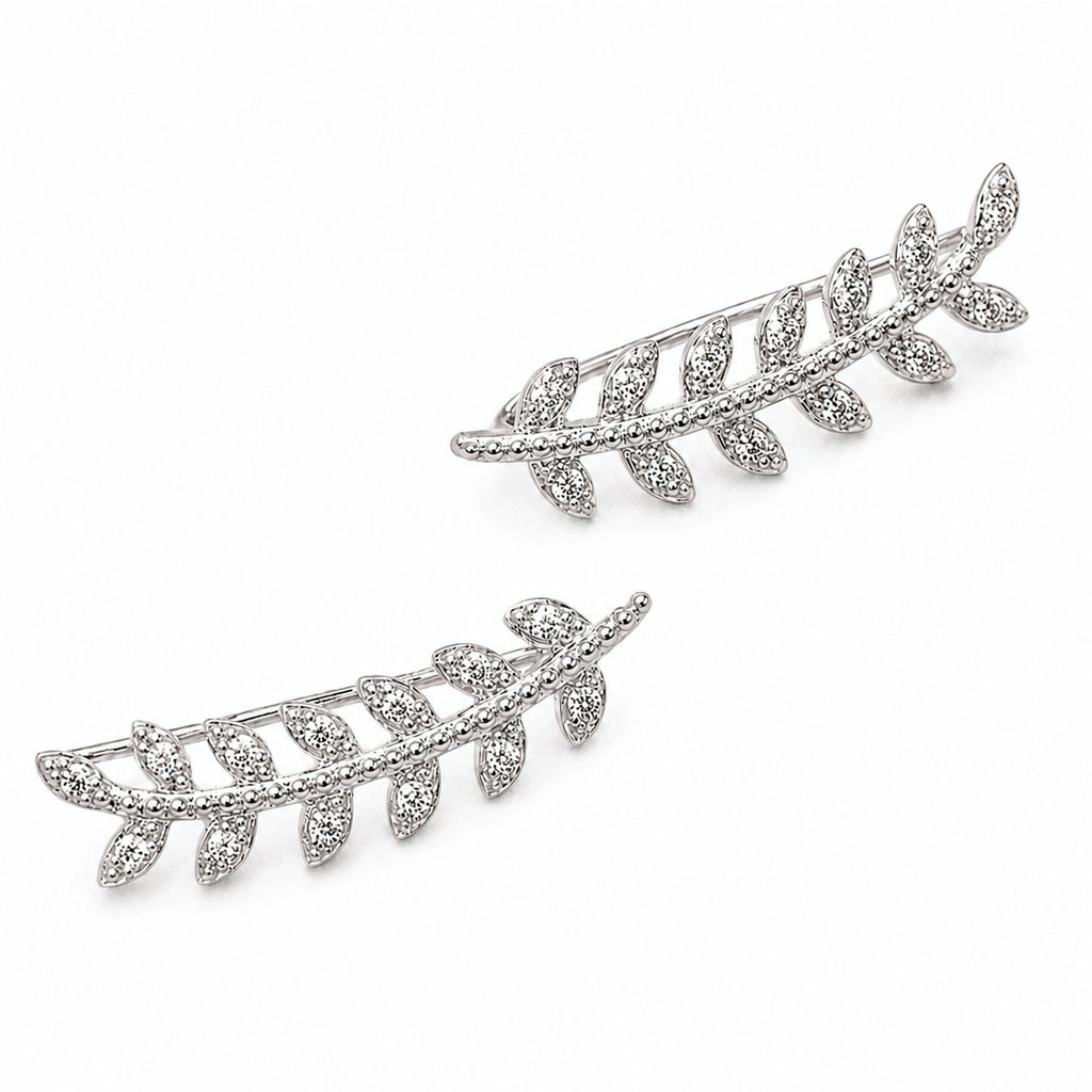 Boucles d’oreilles contours d’oreilles Rameau - Argent Rhodié ou Plaqué Or - Bijoux Croix 