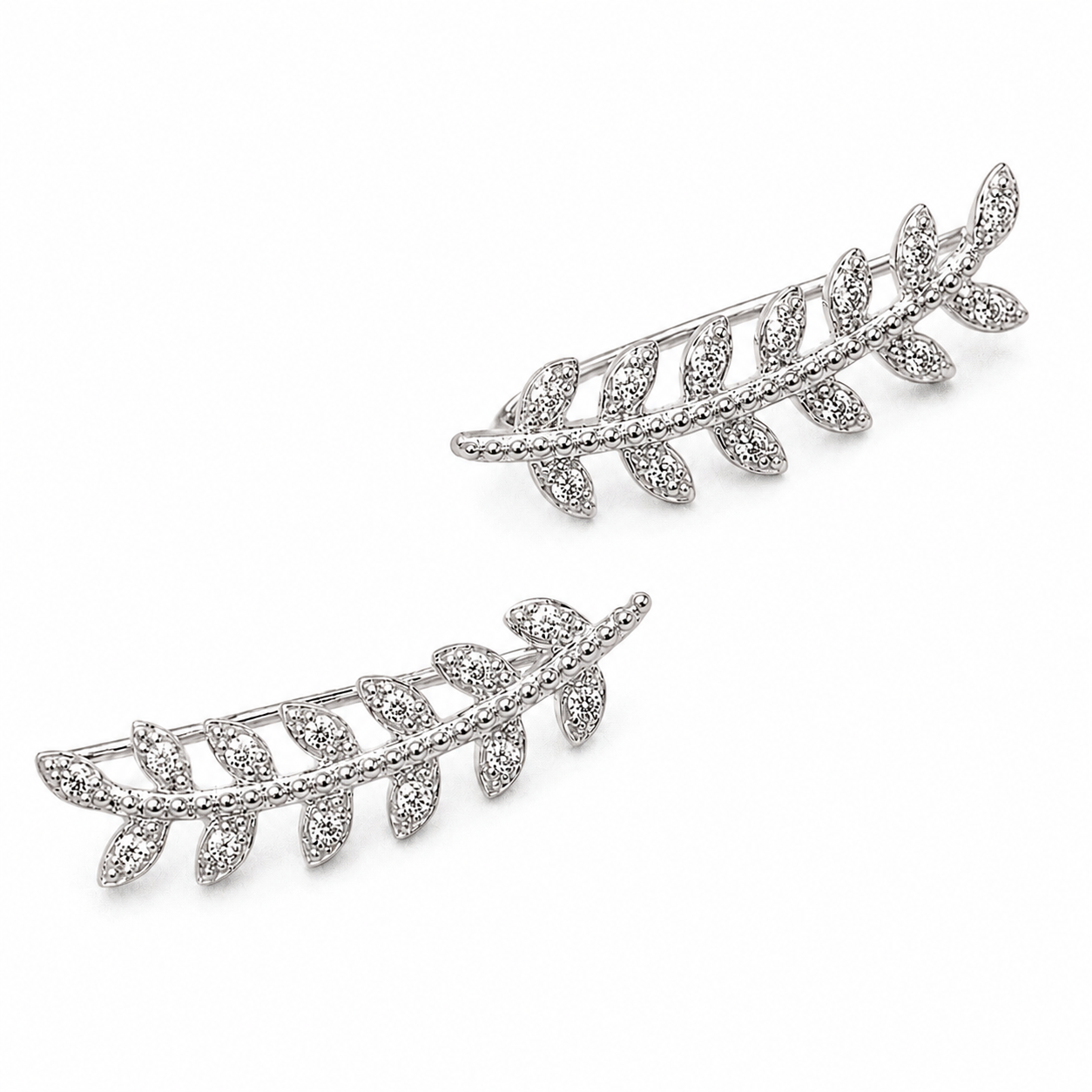 Boucles d’oreilles contours d’oreilles Rameau - Argent Rhodié ou Plaqué Or - Bijoux Croix 
