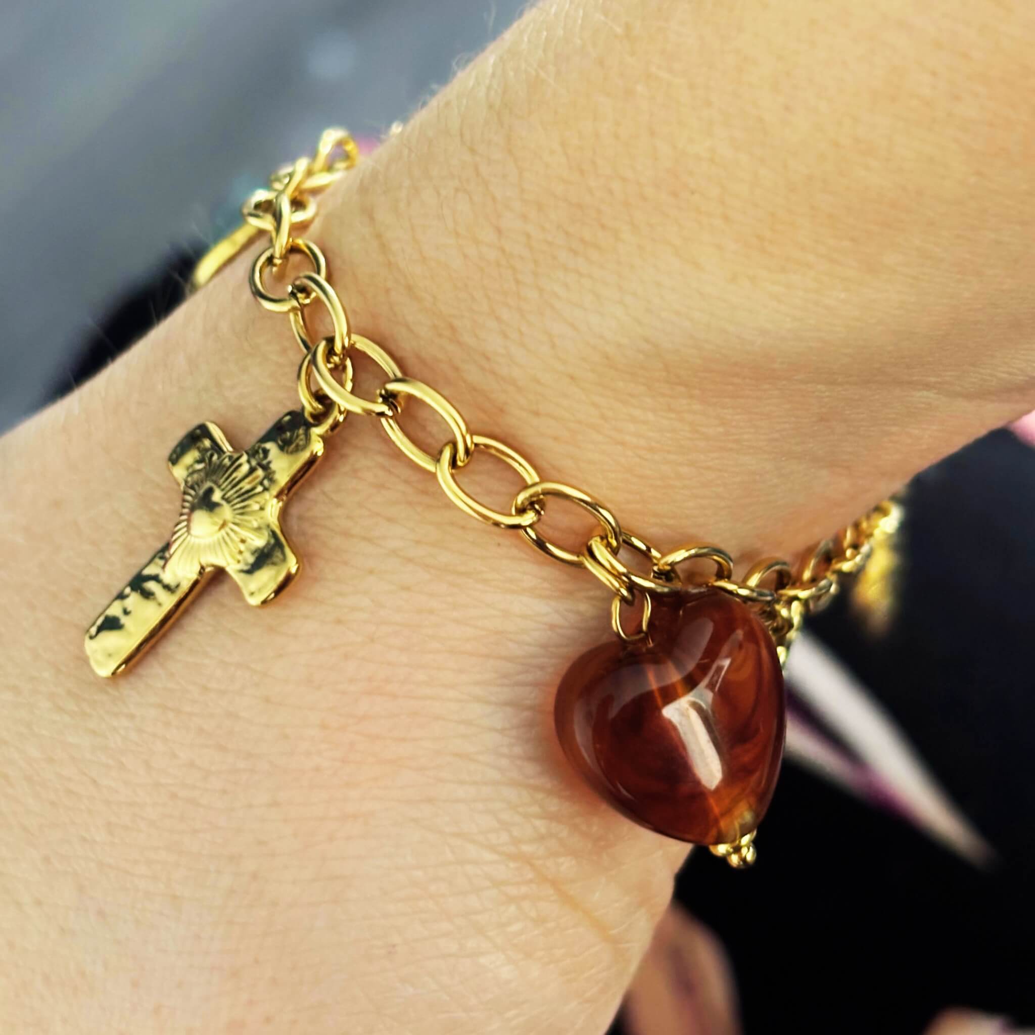 Médaillon et coeur Bracelet Croix Breloques 