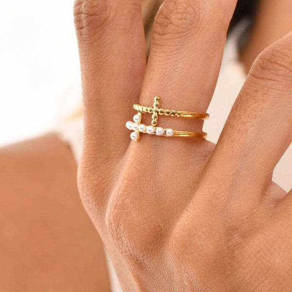 Bague à double croix Siloé - Vue secondaire