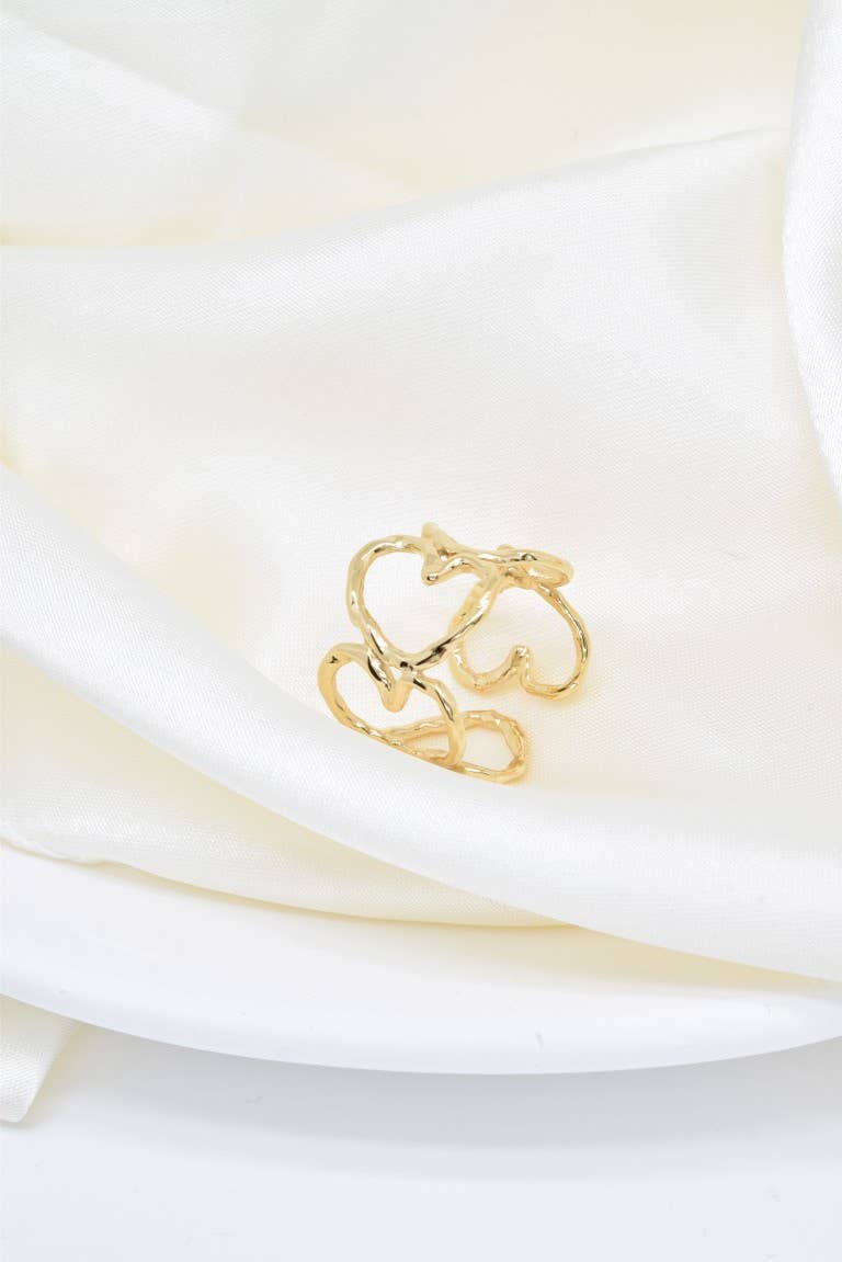 Bague Cœurs Martelés - Bijoux Croix