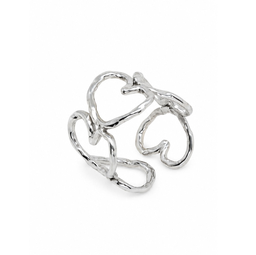 Bague Cœurs Martelés - Bijoux Croix
