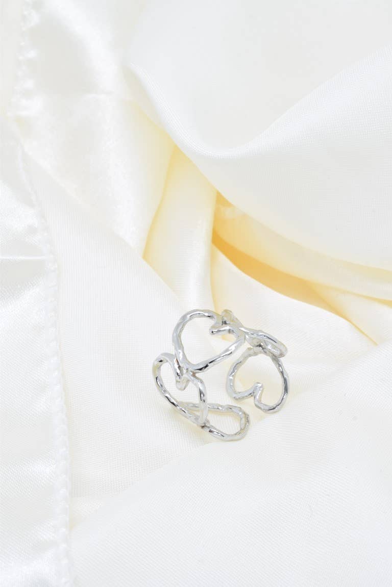 Bague Cœurs Martelés - Bijoux Croix
