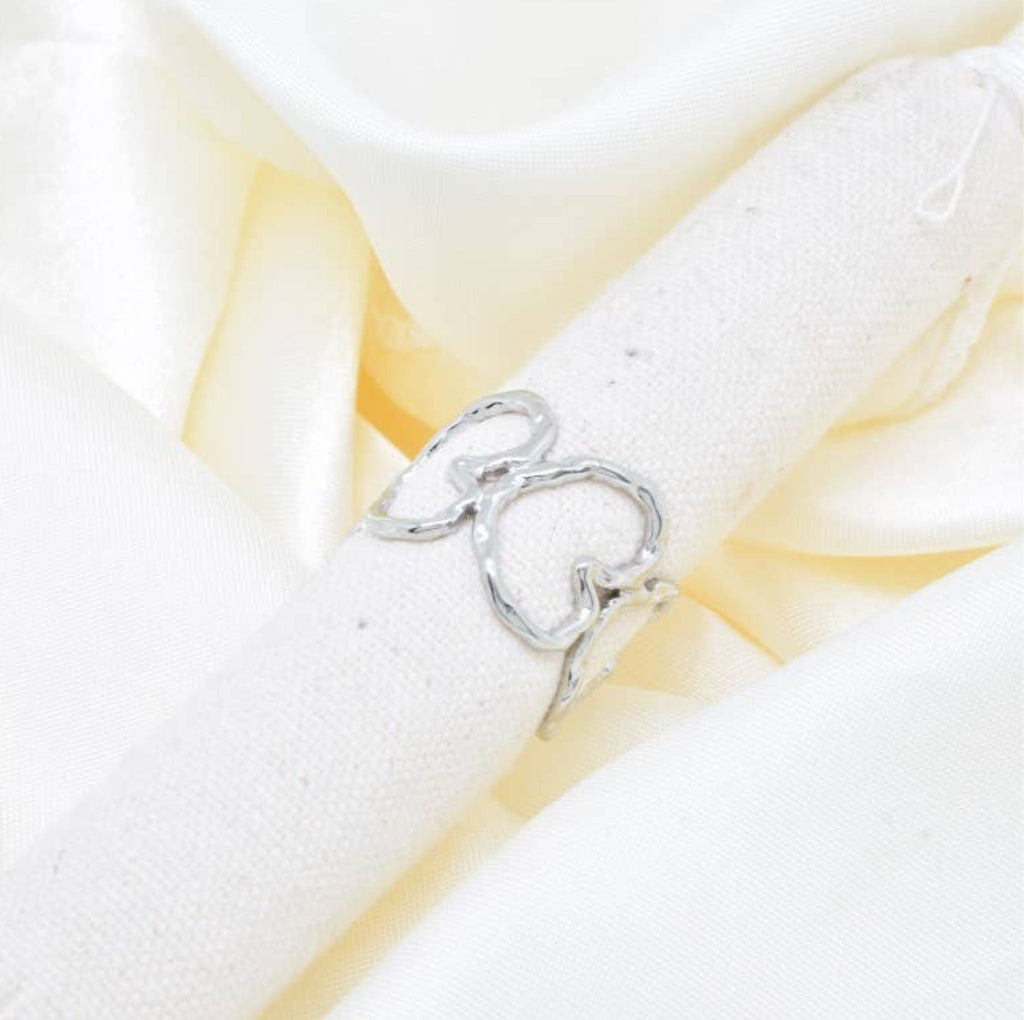 Bague Cœurs Martelés - Bijoux Croix