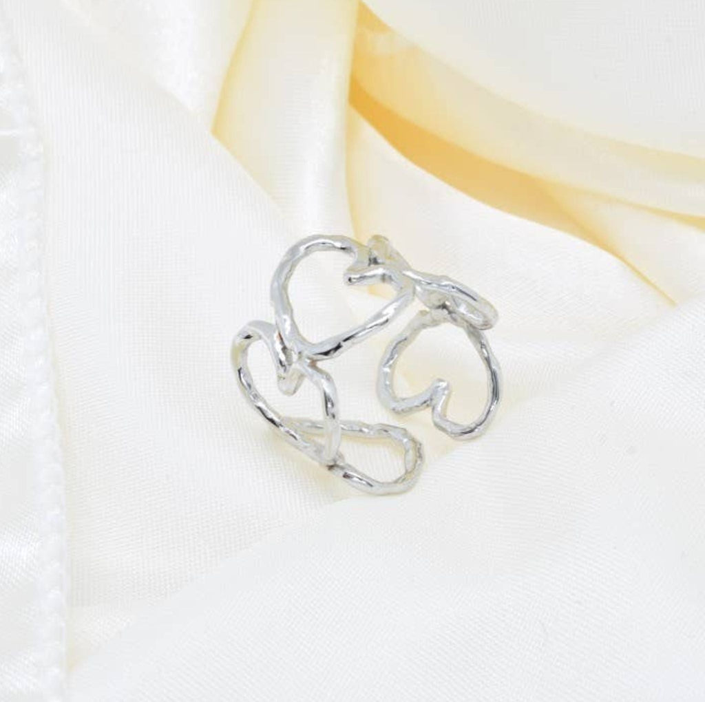 Bague Cœurs Martelés - Bijoux Croix