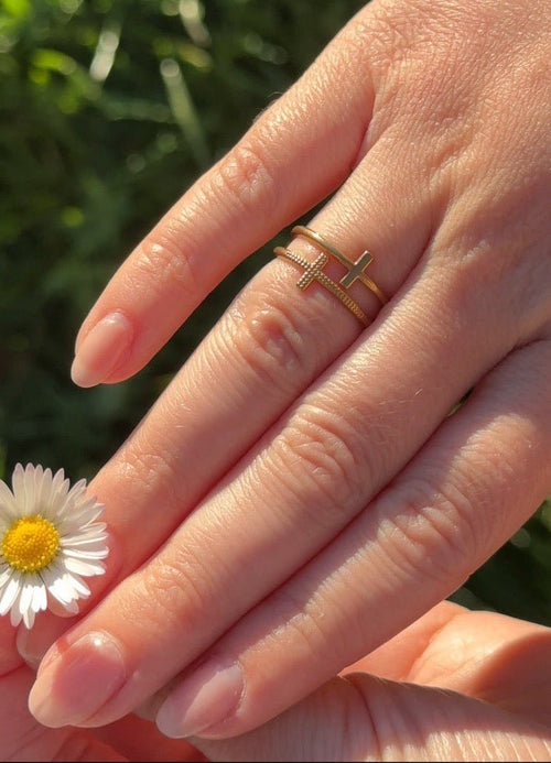 Bague Croix Anaëlle - Acier Inoxydable - Bijoux Croix