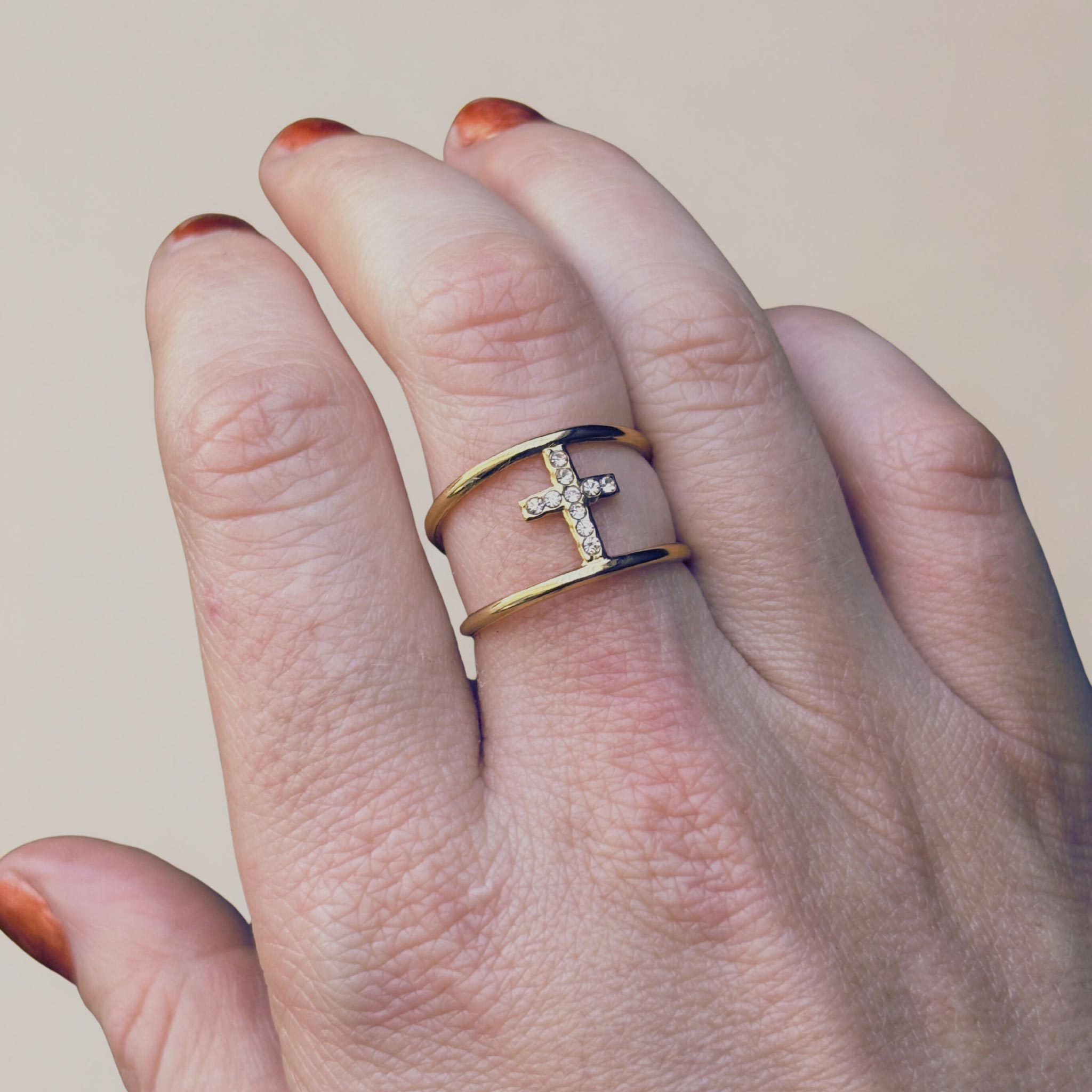 Bague Croix Élia Acier Inoxydable - Bijoux Croix