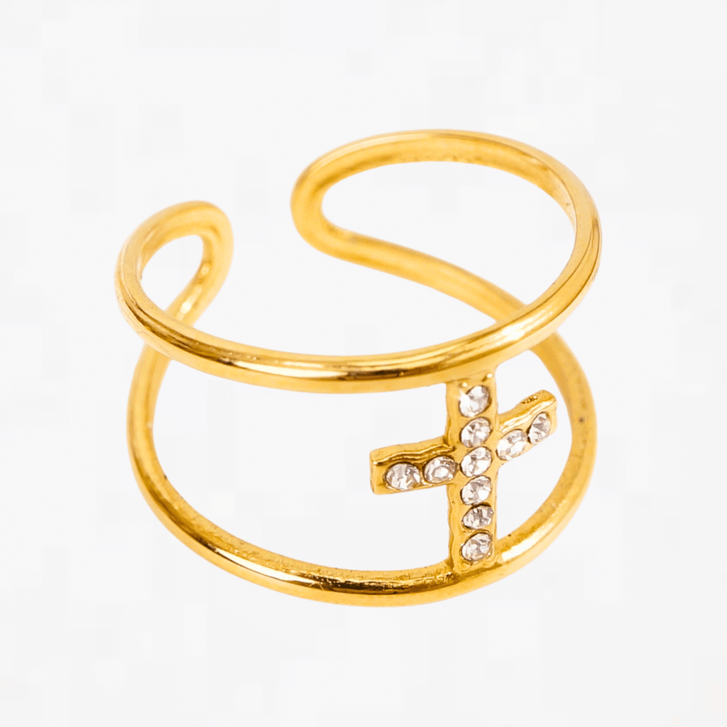 Bague Croix Élia - Acier Inoxydable - Bijoux Croix