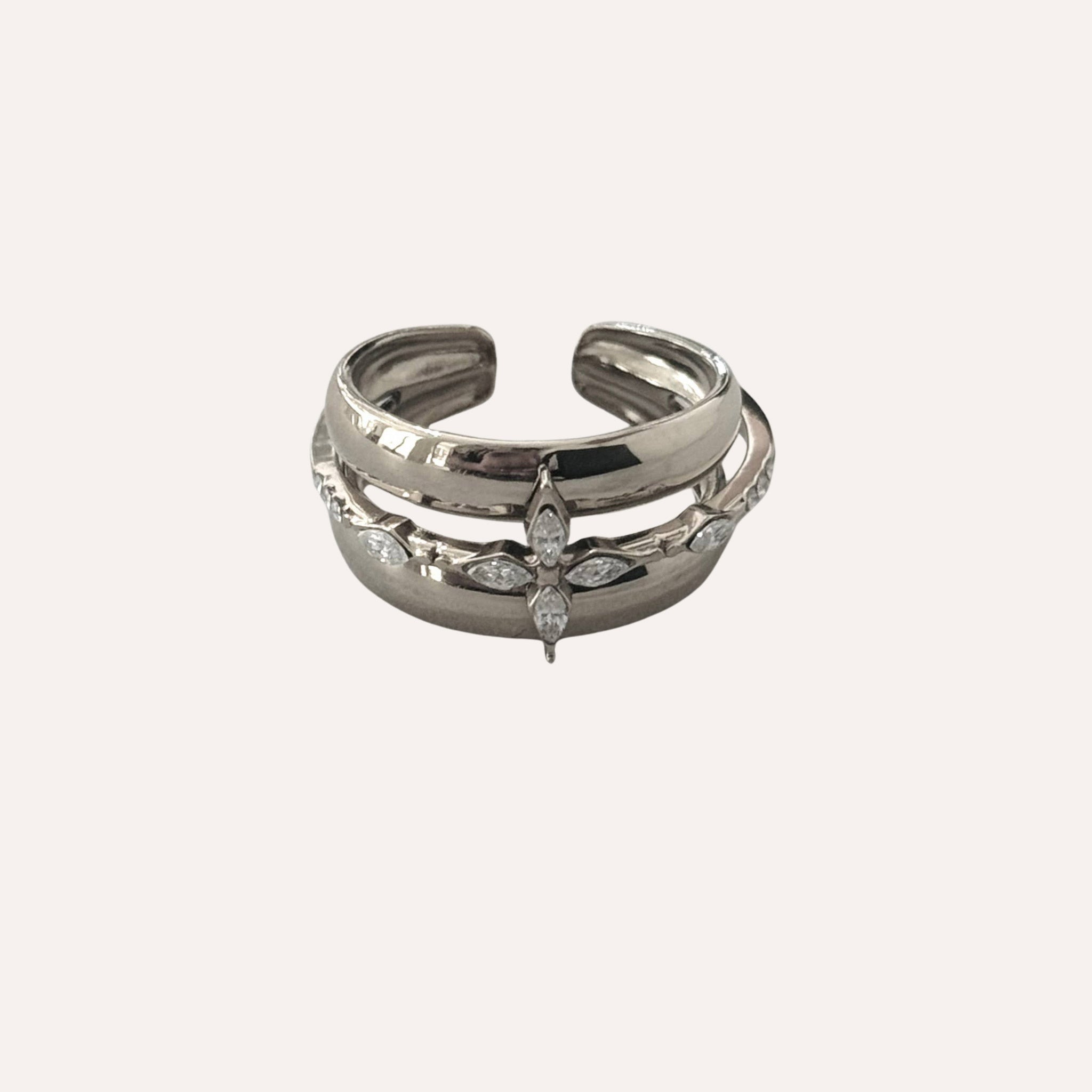 Bague Croix Élise - Acier inoxydable plaqué or 14k - Bijoux Croix