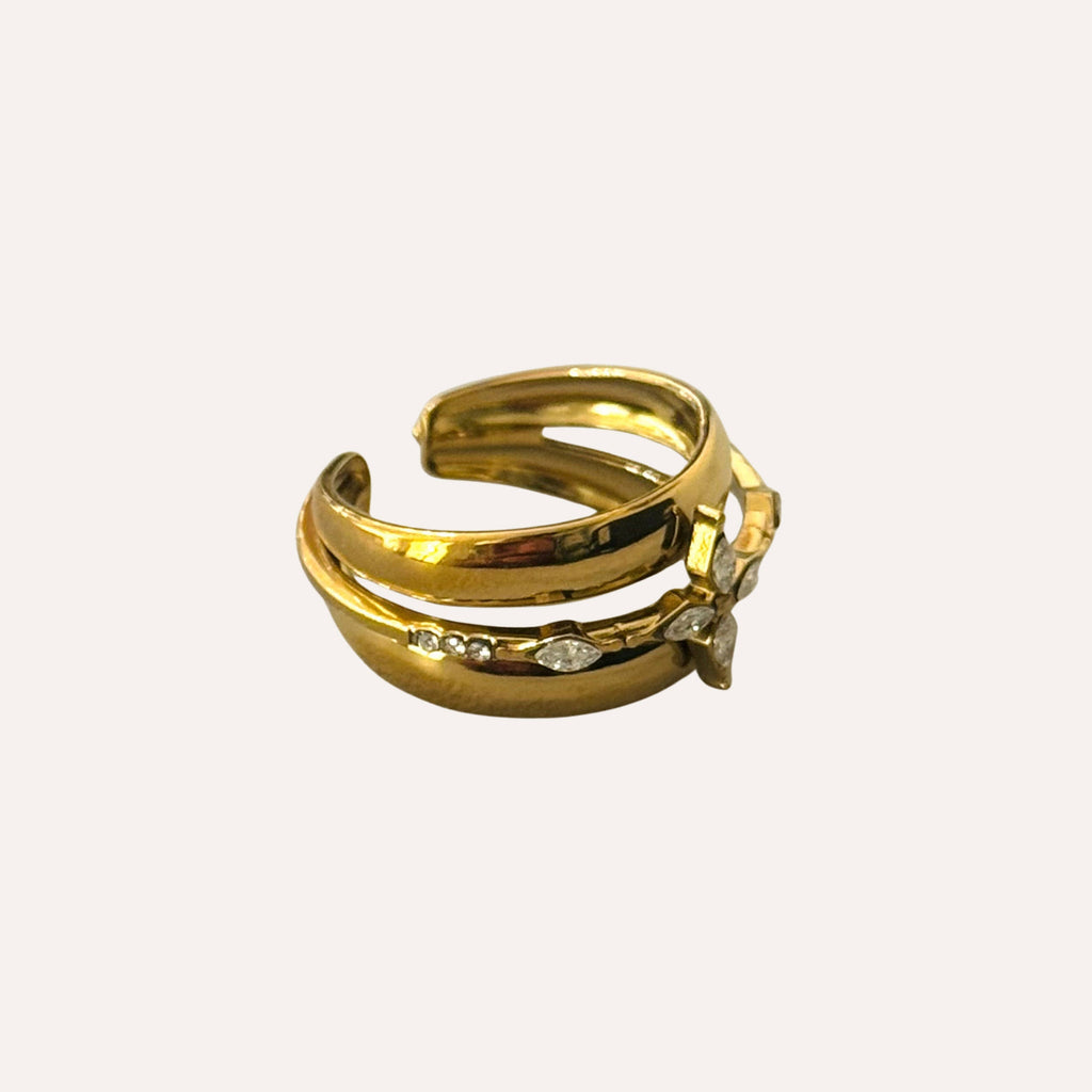 Bague Croix Élise - Acier inoxydable plaqué or 14k - Bijoux Croix