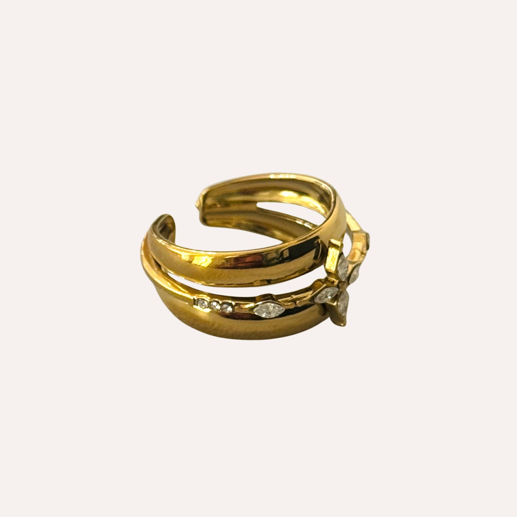 Bague Croix Élise - Acier inoxydable plaqué or 14k - Bijoux Croix