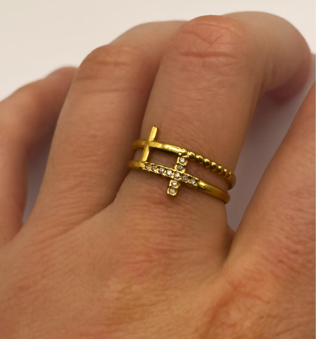 Bague croix épurée - acier inoxydable - Bijoux Croix