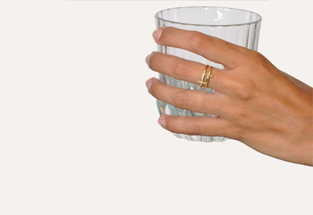 Bague croix épurée - acier inoxydable - Bijoux Croix