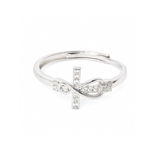 Bague Croix infini Salomé - Argent en rhodium - Vue principale