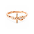 Bague Croix Infini Salomé Or Rose en argent 925 avec zircons