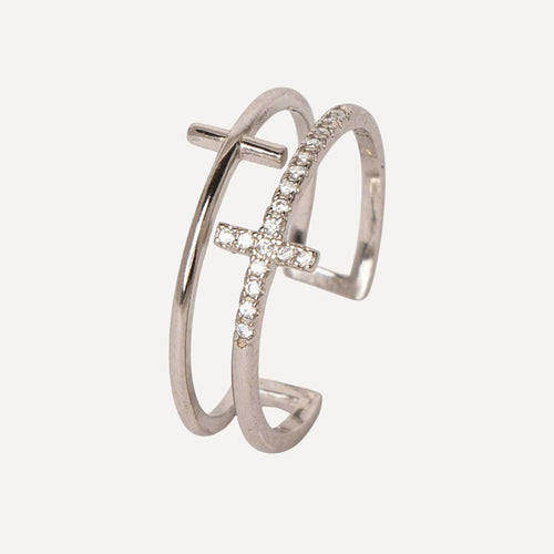 Anillo cruz Minimaliste Maël Plata - Bijoux Cruz