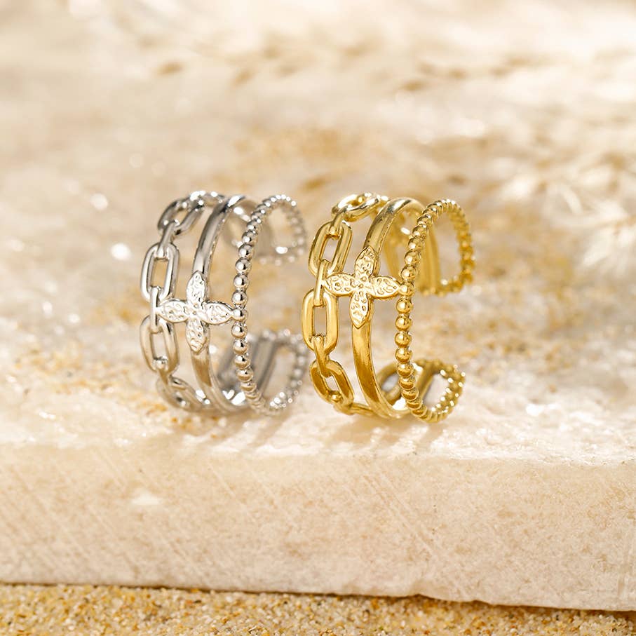Bague Croix Multi-Anneaux - Bijoux Croix