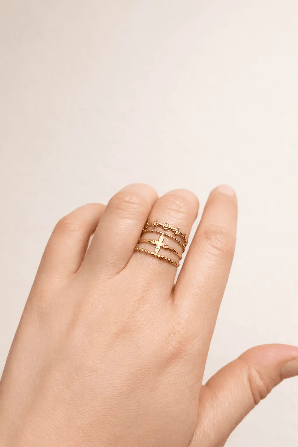 Bague Croix Quatre Pétales - Acier Inoxydable - Bijoux Croix