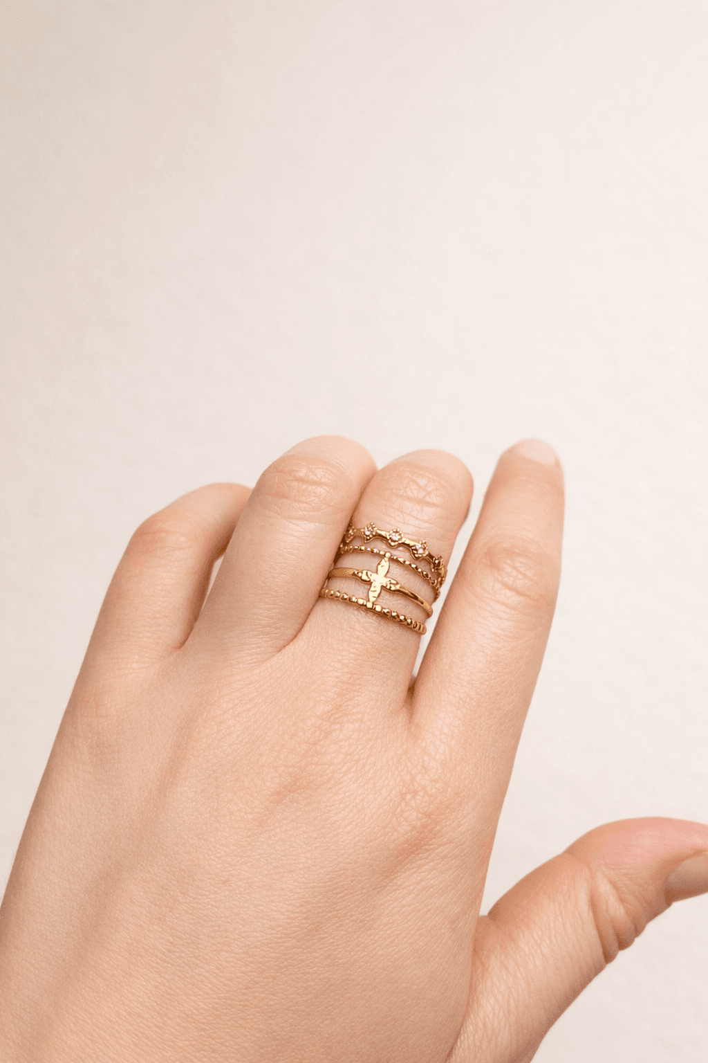 Bague Croix Quatre Pétales - Acier Inoxydable - Bijoux Croix