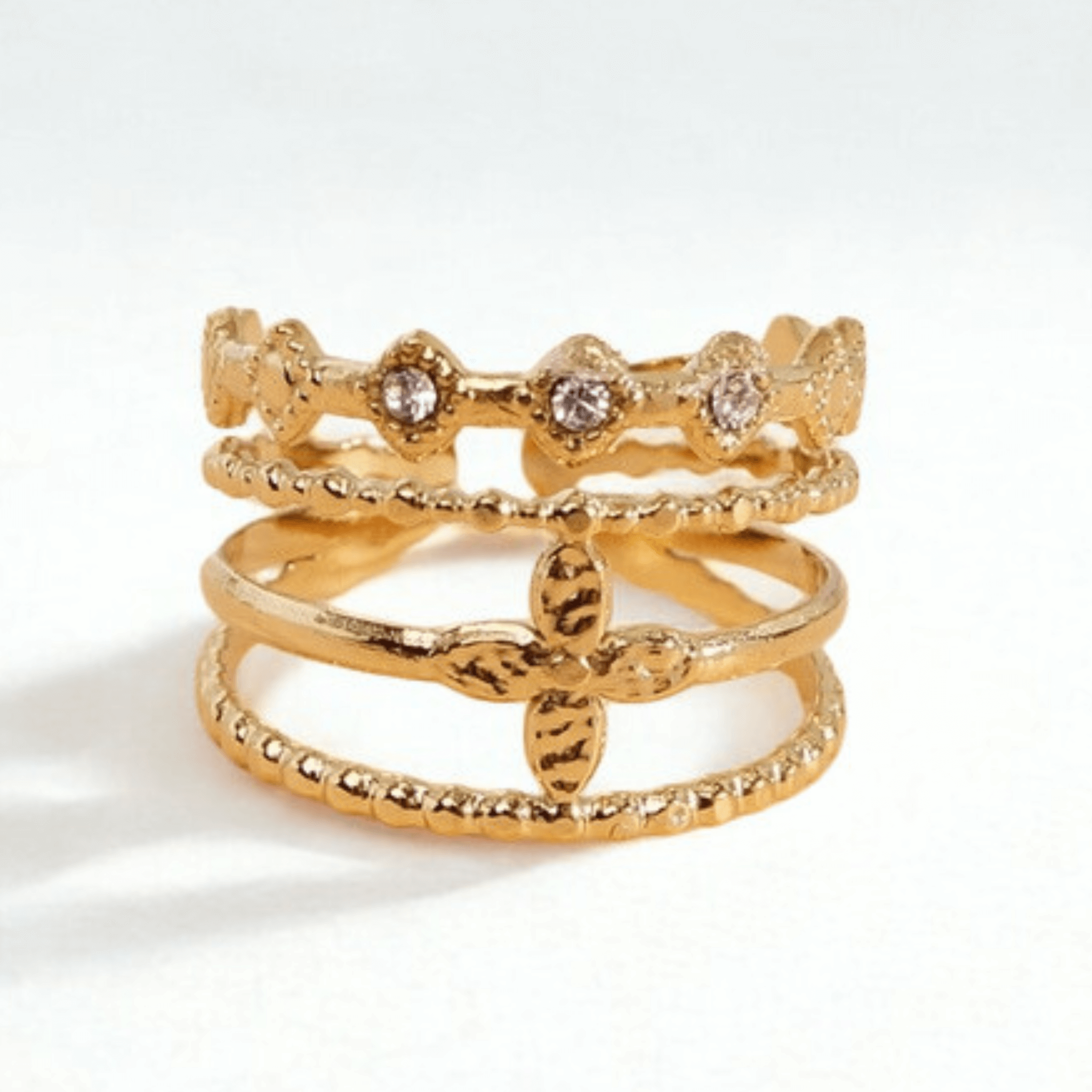 Bague Croix Quatre Pétales - Acier Inoxydable - Bijoux Croix