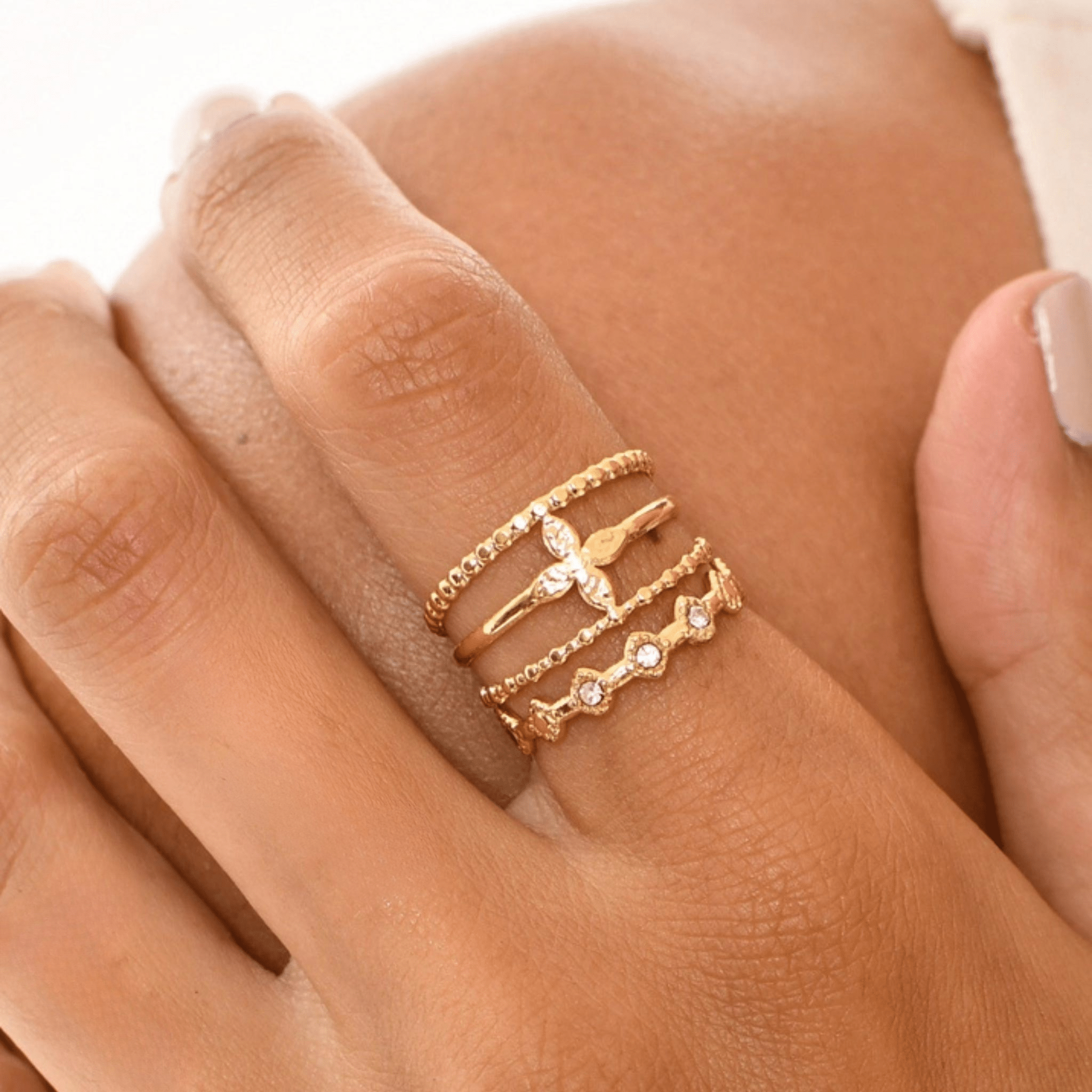 Bague Croix Quatre Pétales - Acier Inoxydable - Bijoux Croix