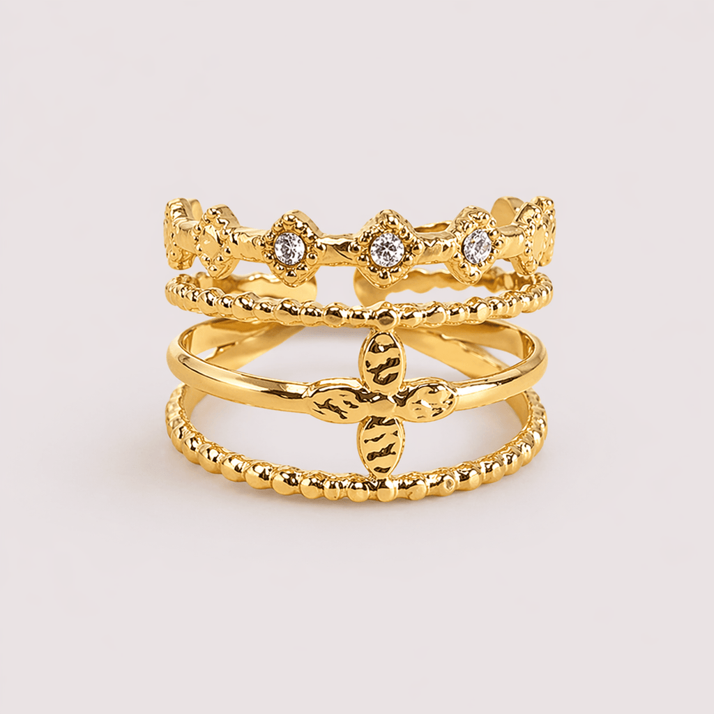 Bague Croix Quatre Pétales - Acier Inoxydable - Bijoux Croix