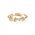 Bague Love dorée ajustable en acier inoxydable