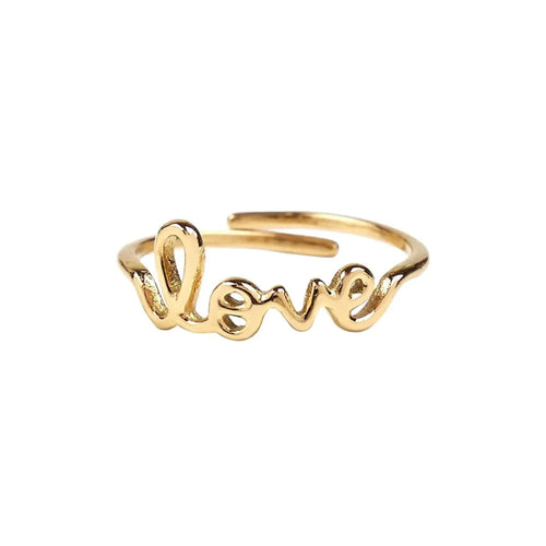 Bague Love dorée ajustable en acier inoxydable